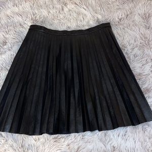 Pleated Faux Leather Skirt